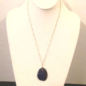 GENUINE BLUE LAPIS DOUBLE PENDANT NECKLACE